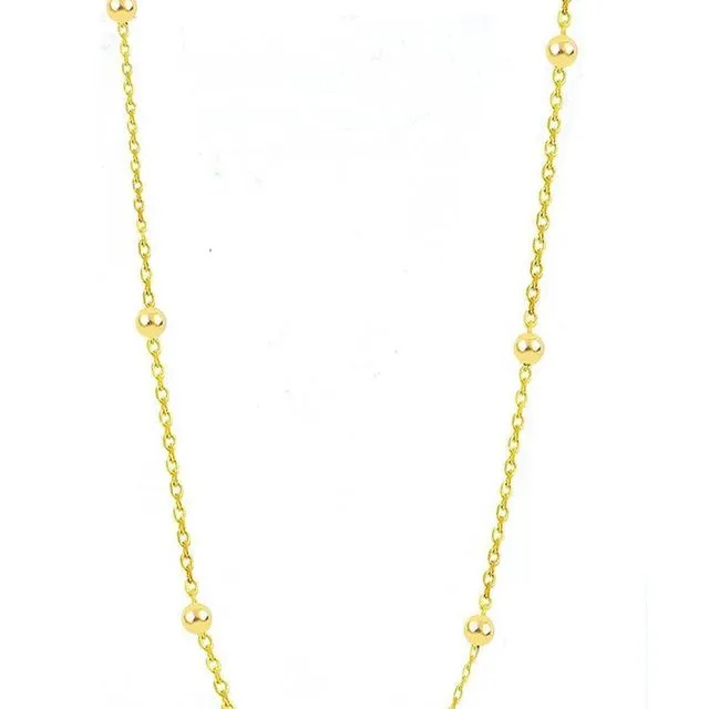 Bead Chain Sterling Silver Satellite Necklace Gold