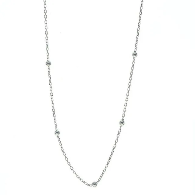 Bead Chain Sterling Silver Satellite Necklace Silver