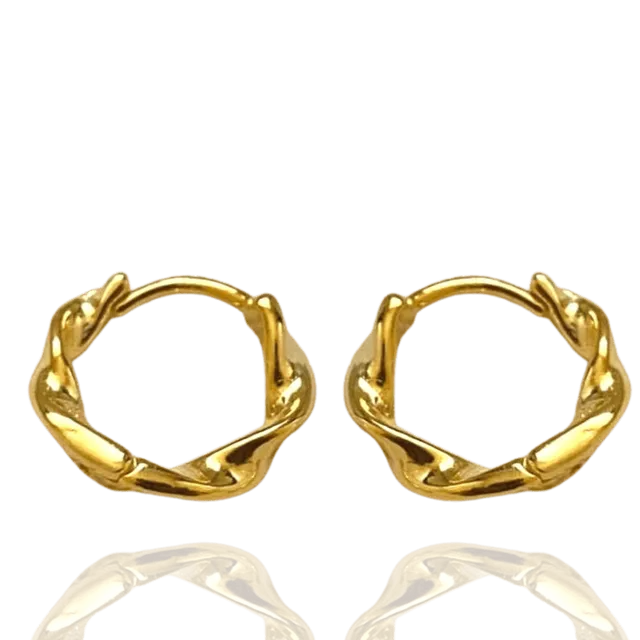 Nauturally Twisted Sterling Silver Hoop Earrings Gold