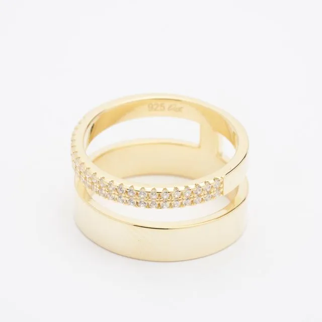 Naomi CZ Double Band Gold Ring