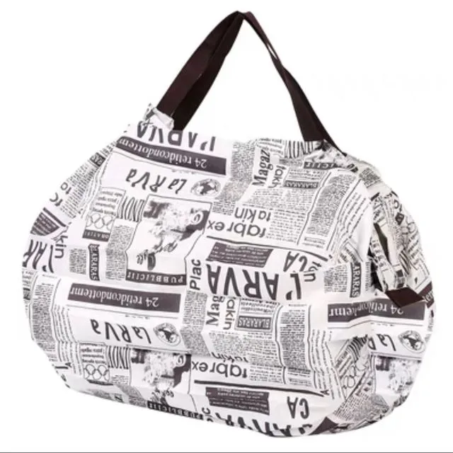 Shupatto foldable compact Japanese shopping bags- newspaper