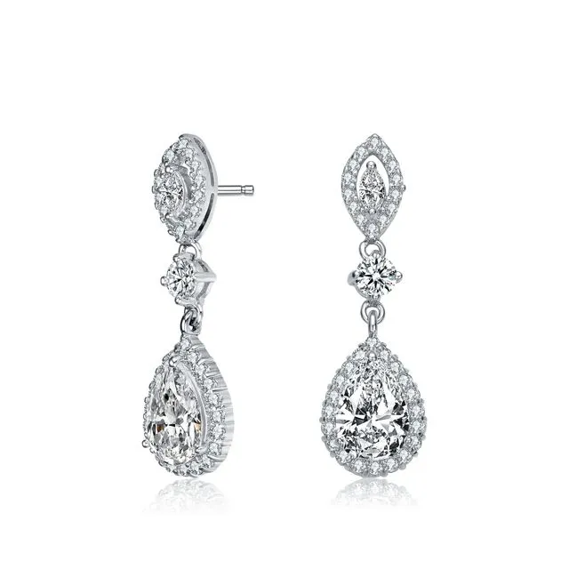 Sterling Silver Cubic Zirconia Accent Dangle Earrings - Silver