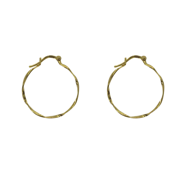 Lightly Twisted Sterling Silver Hoop Earring Gold
