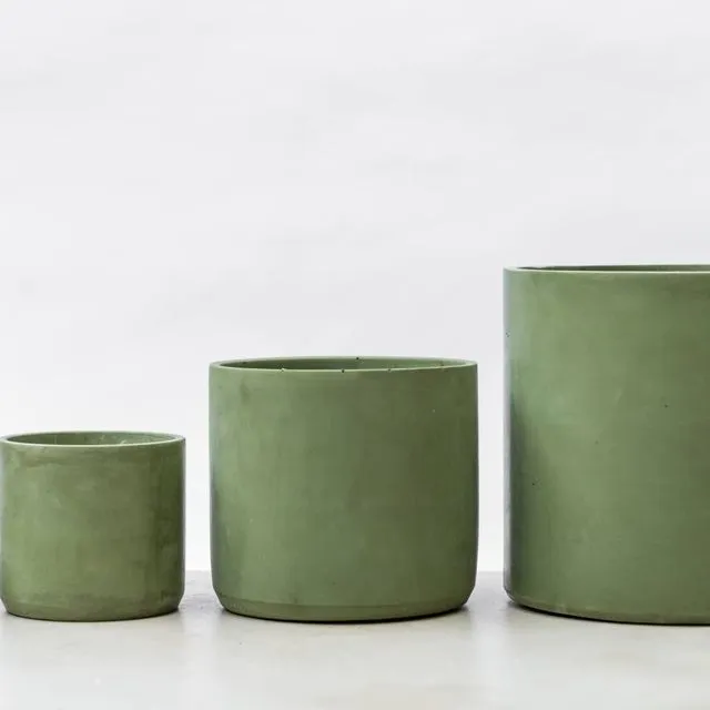 Hand-cast eco indoor plant pot | Dark Olive
