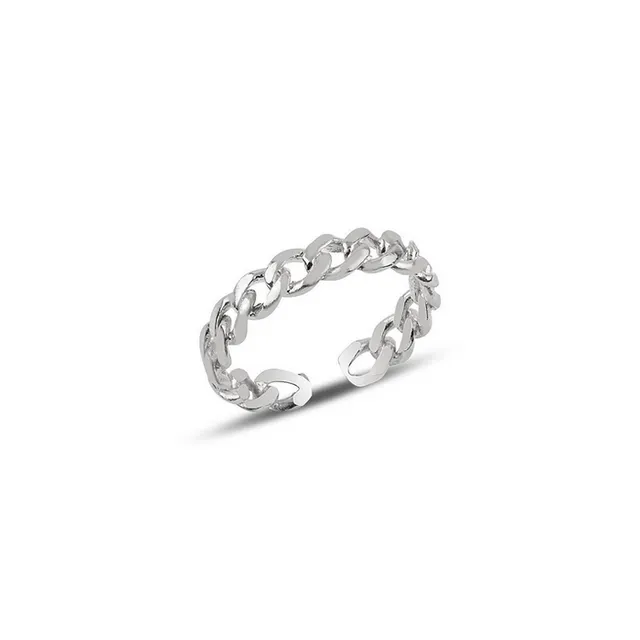 Sterling Silver Chain Ring Silver