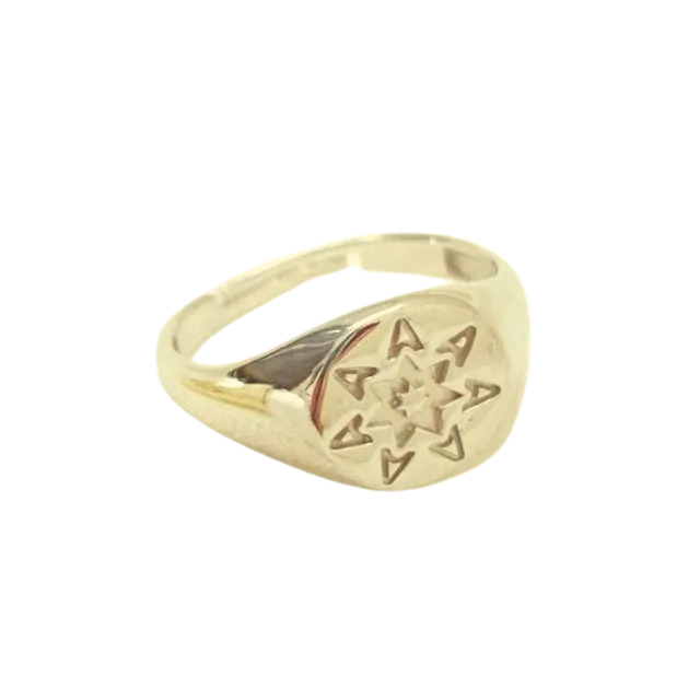 Star Sun Stackable Sterling Silver Statement Ring Gold