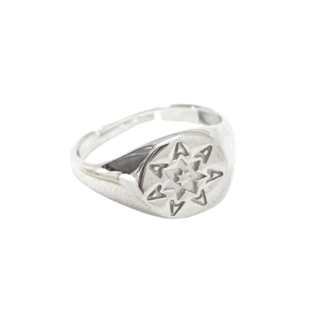 Star Sun Stackable Sterling Silver Statement Ring Silver