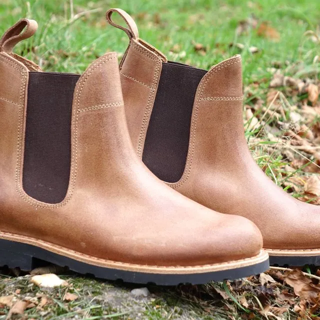 Alps Leather Chelsea Boots - Natural