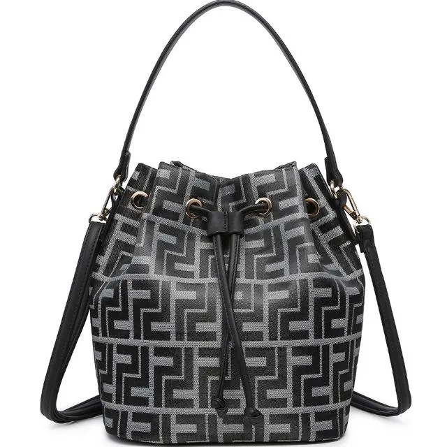 New Womens Bucket Crossbody Bag Handbag drawstring Shoulder bag Long strap - A36793-pm grey