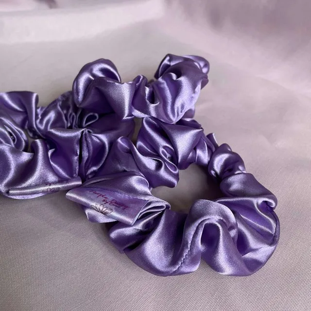 Purple satin silk scrunchie skinny