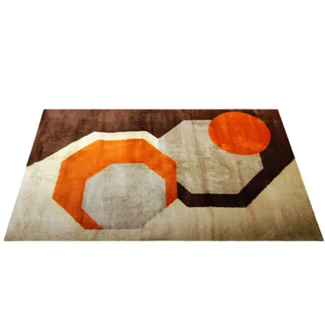 1970s Stunning Geometric Space Age Rug in Wool. Made in Italy