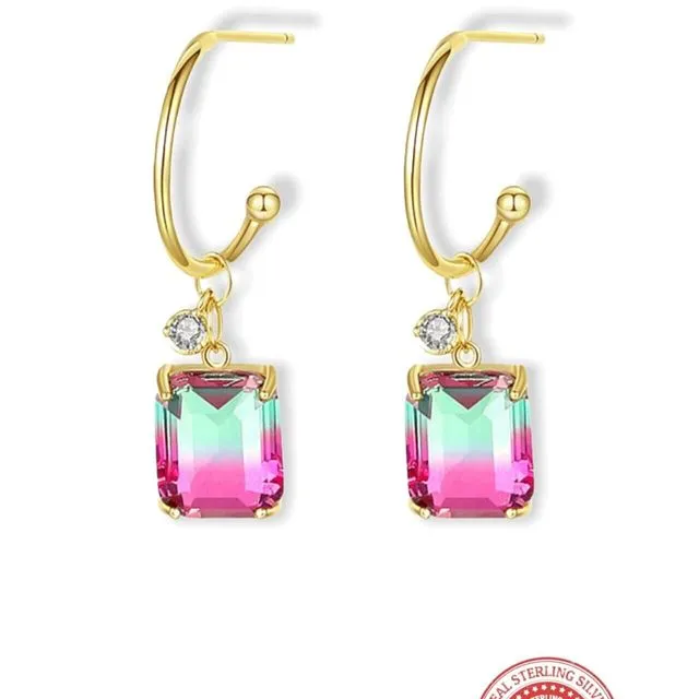 “Gradient Duo Color” | 18K Drop Earrings