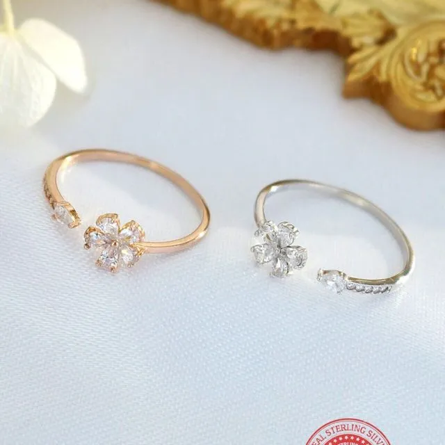 “Lovely Bloom” | 24K Gold & 925 Silver Adjustable Ring