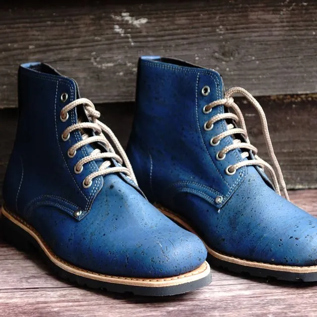 Everest Cork Lace-Up Boots- Blue