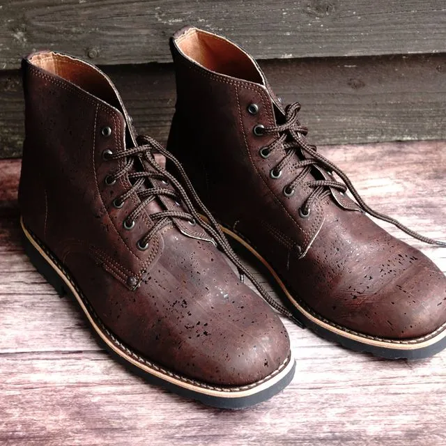 Everest Cork Lace-Up Boots- Brown