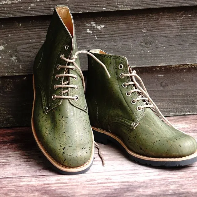 Everest Cork Lace-Up Boots- Jungle Green