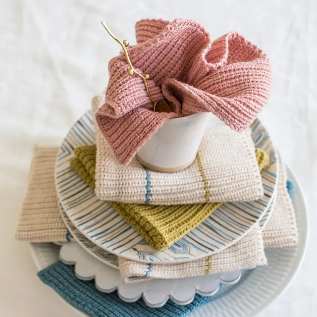 Molly Knitted Dish Cloth Pink + Stripe