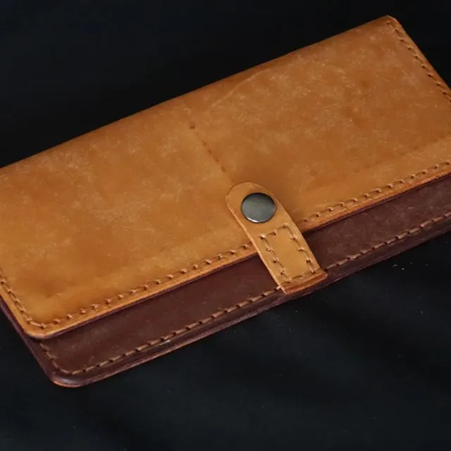 Handmade Long Leather Bifold Wallet