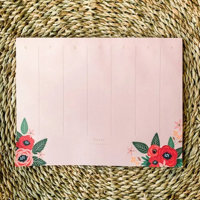 Floral Weekly Planner Notepad, 8.5" x 11"