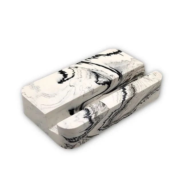 Phone Stand | Stone | Black and White Marble