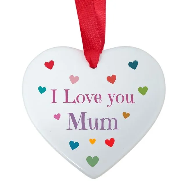 Second Ave I Love You Mum Ceramic Hanging Heart Gift Plaque Mothers Day Birthday Christmas Gift