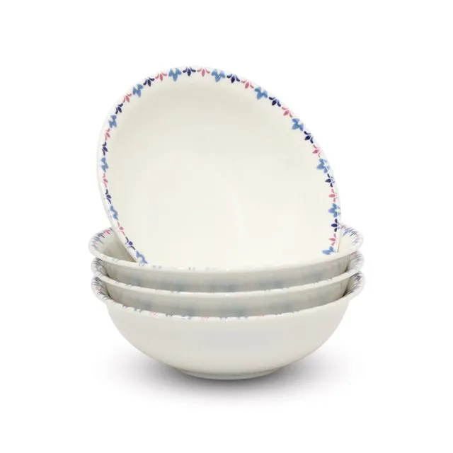 LARGE PORCELAIN BOWLS | 17cm Lily Style Set of 4 | Bowls for Breakfast, Cereal, Fruit, Soup, Pasta | 4 Bowl Dinner Set