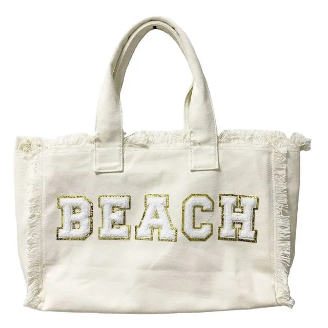 Canvas "BEACH" bag - Cream
