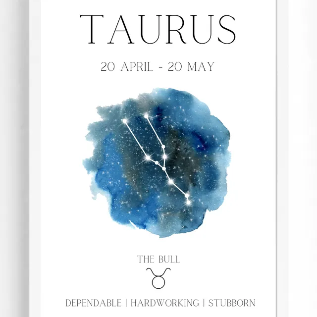 Taurus Zodiac Star Sign Wall Art Print