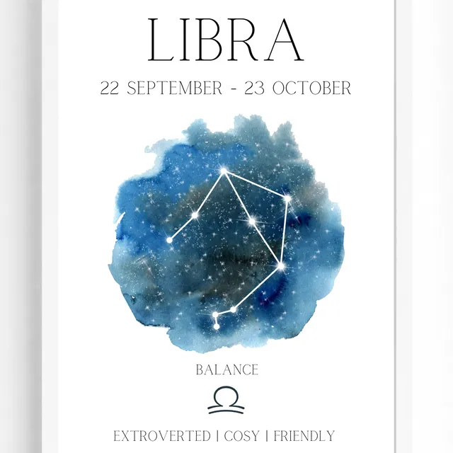 Libra Zodiac Star Sign Wall Art Print