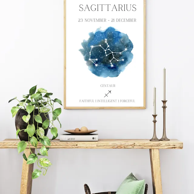 Sagittarius Zodiac Star Sign Wall Art Print