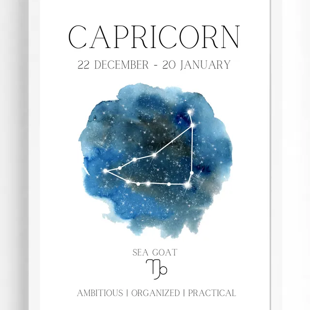 Capricorn Zodiac Star Sign Wall Art Print