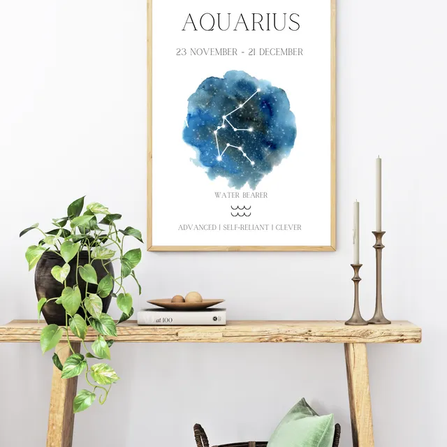 Aquarius Zodiac Star Sign Wall Art Print