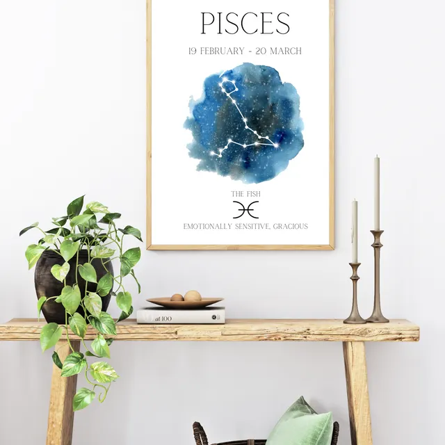 Pisces Zodiac Star Sign Wall Art Print