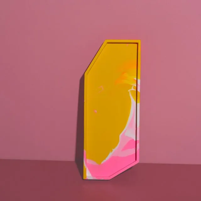 Decorative Jesmonite Tray - Mustard & Pink