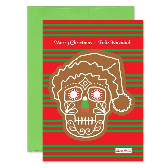 Gingerbread Sugar Skull Holiday Christmas Card