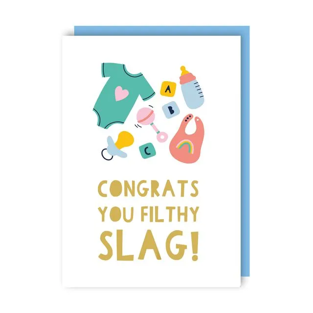 Filthy Slag New Baby Greeting Card pack of 6