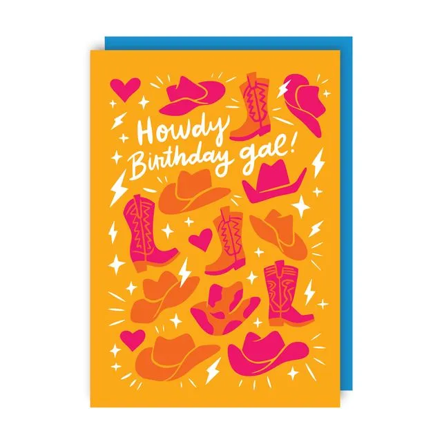Howdy Birthday Card pack of 6