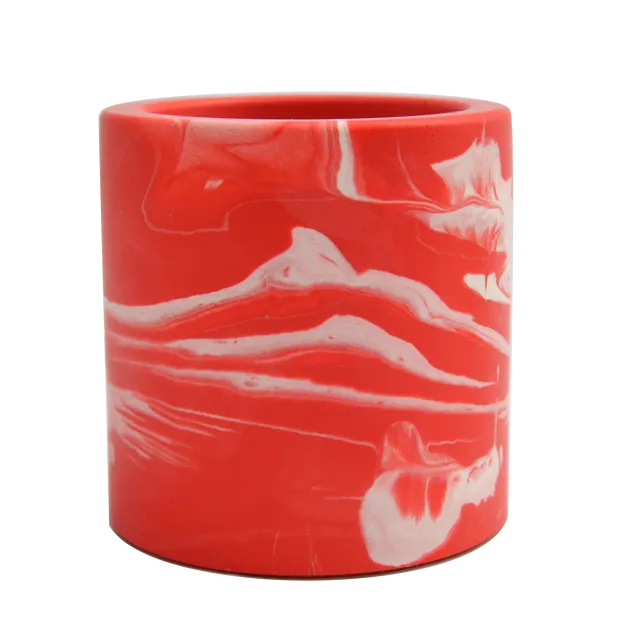 Pen Pot | Small | Red and White Marbling