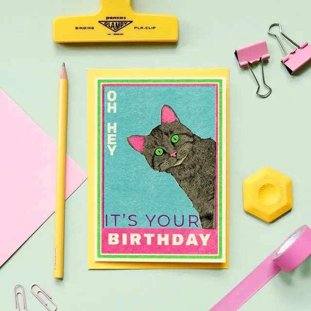 Matchbox Birthday Cat Greeting Card