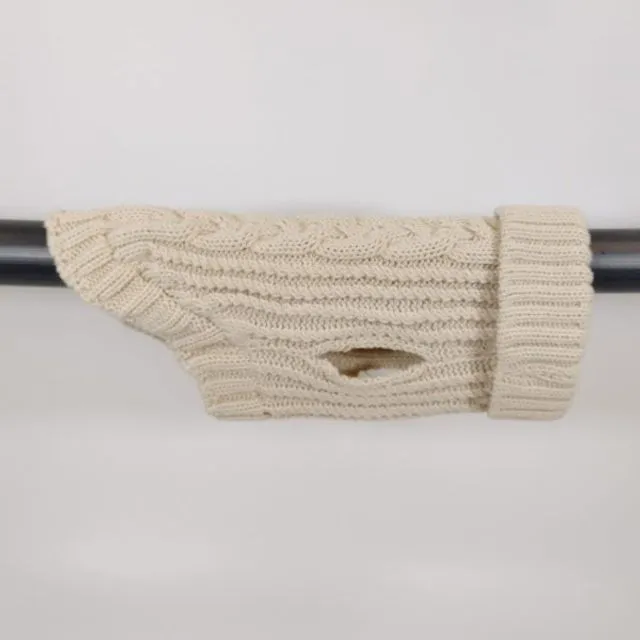 Cream cable knitted dog jumper