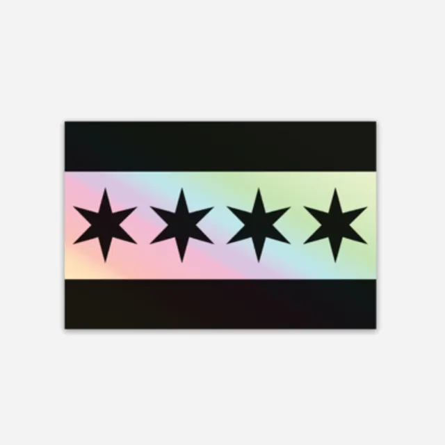 Holographic Chicago Flag Sticker 20 Stickers
