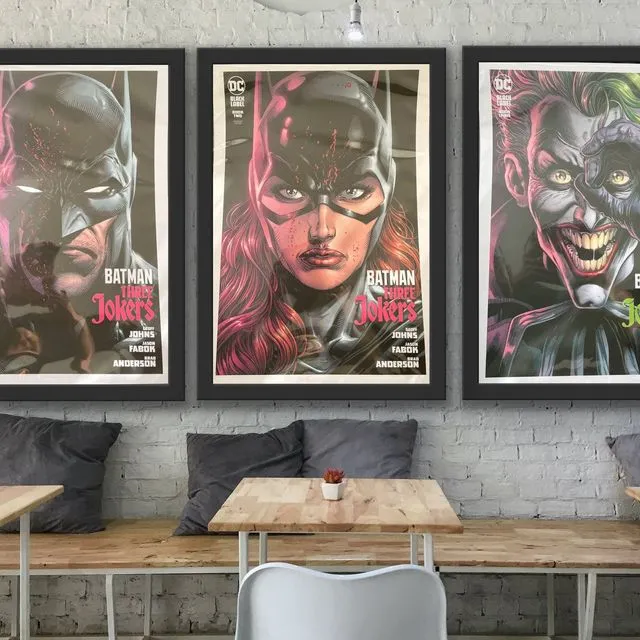 Set of 3 Joker, Batman, Catwoman Black Label Prints