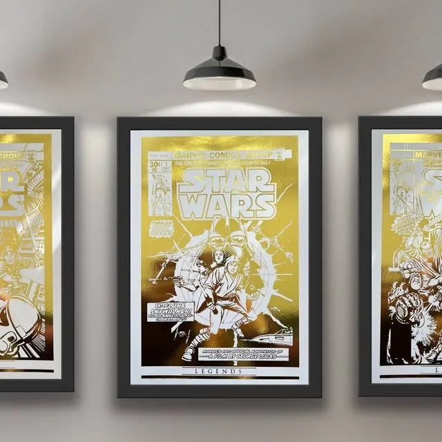Set of 3, Star Wars Comic Cover Foil Prints