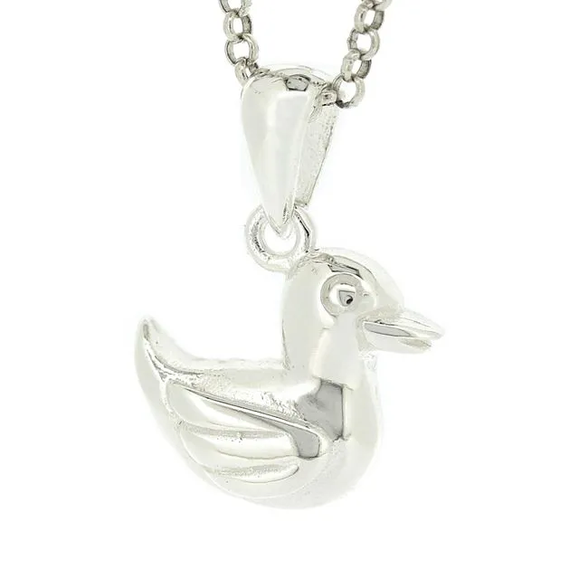 Sterling Silver Rubber Duck Pendant with 18" Trace Chain and Presentation Box