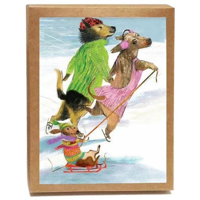 Dog Family Skate Boxed Notes - Set of 8 Cards