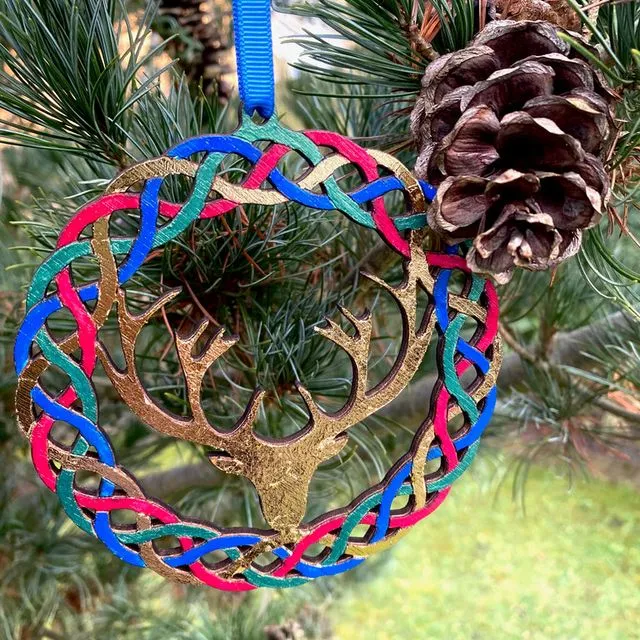 Celtic style wreath with antlers WITH loop / hanger