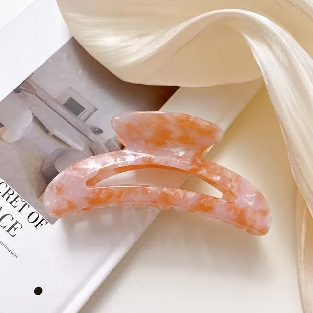 Hair Claw Clip - Acrylic mixed crescent shaped hair claw - Pink