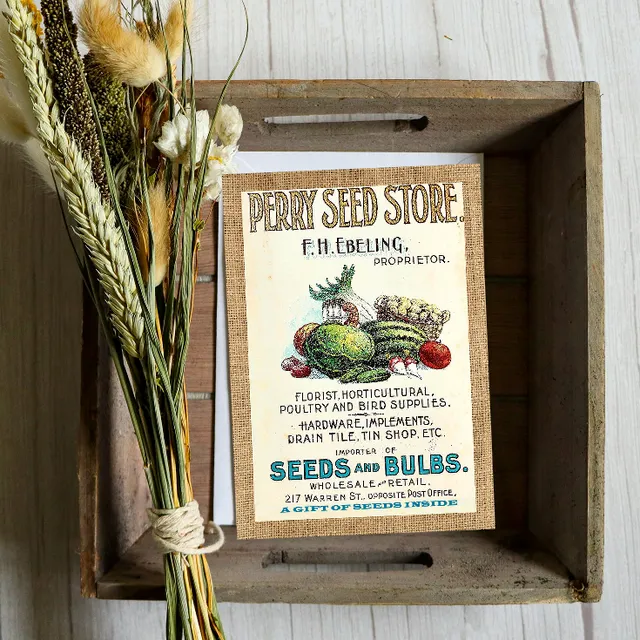 Greeting card with a gift of seeds - Vintage Seed Store