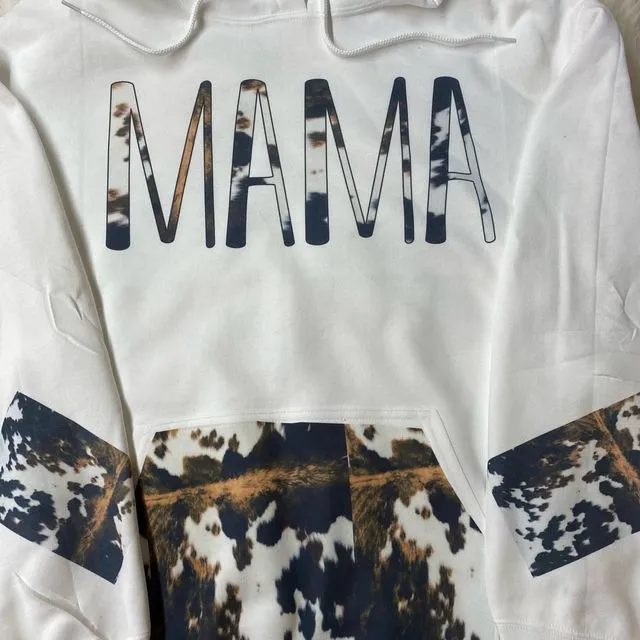 MAMA Cow print sublimated hoodie