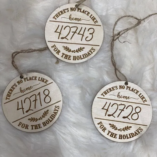 Wooden Engraved Personalized Zip Code Ornaments